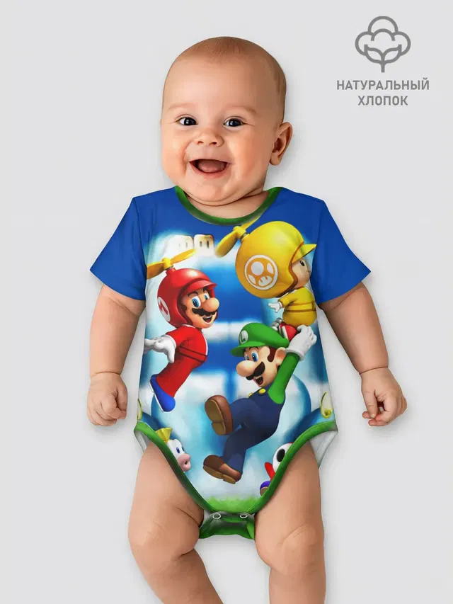 Детское боди с принтом «Mario — SuperFlyMario»