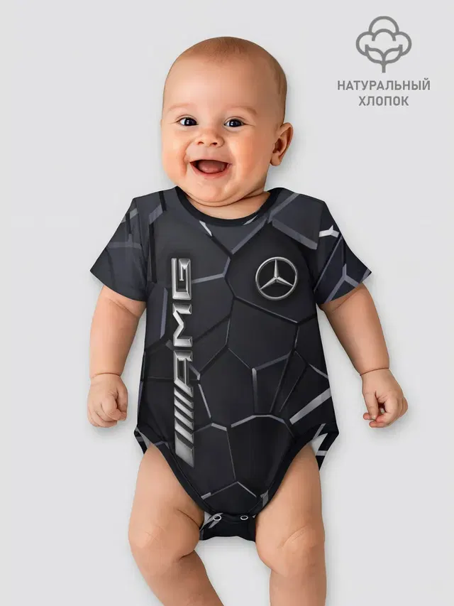 Детское боди с принтом «Merсedes — Mercedes AMG 3D плиты»