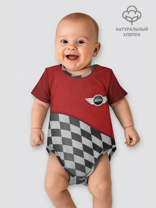 Детское боди с принтом «Mini Cooper — Финиш Cooper»