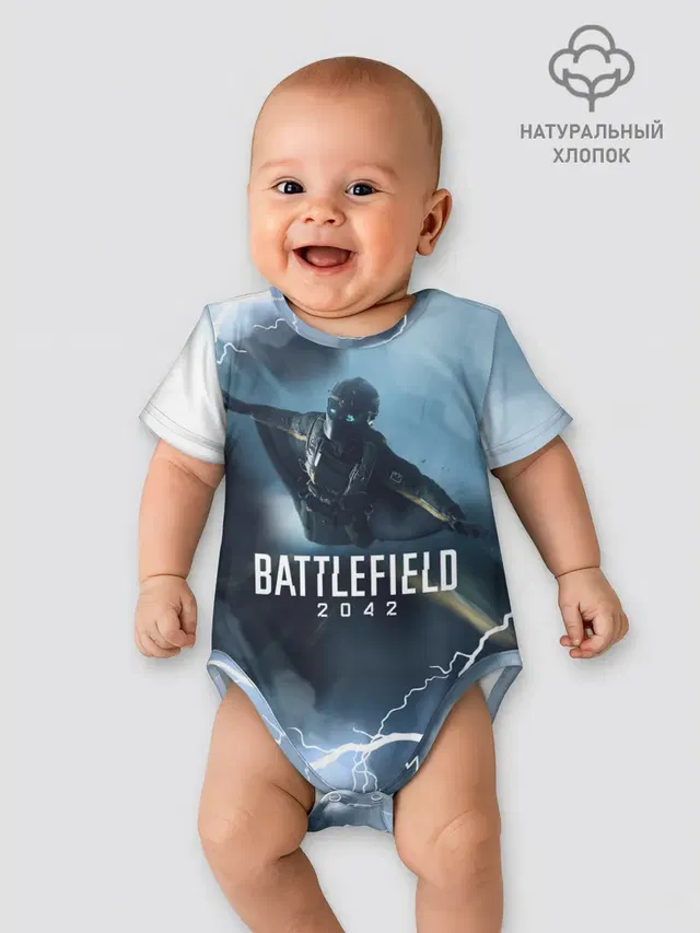 Детское боди с принтом «BATTLEFIELD — WINGSUIT — BATTLEFIELD 2042»