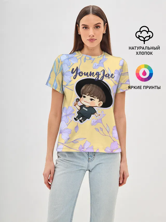 Женская базовая футболка с принтом «GOT7 — YoungJae»