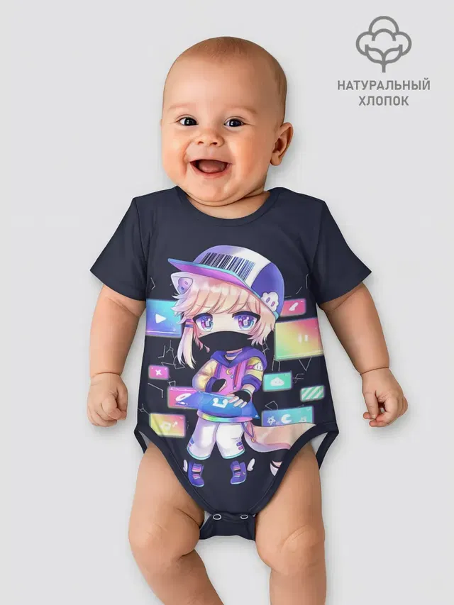 Детское боди с принтом «Gacha Club — DJ Males Buns»