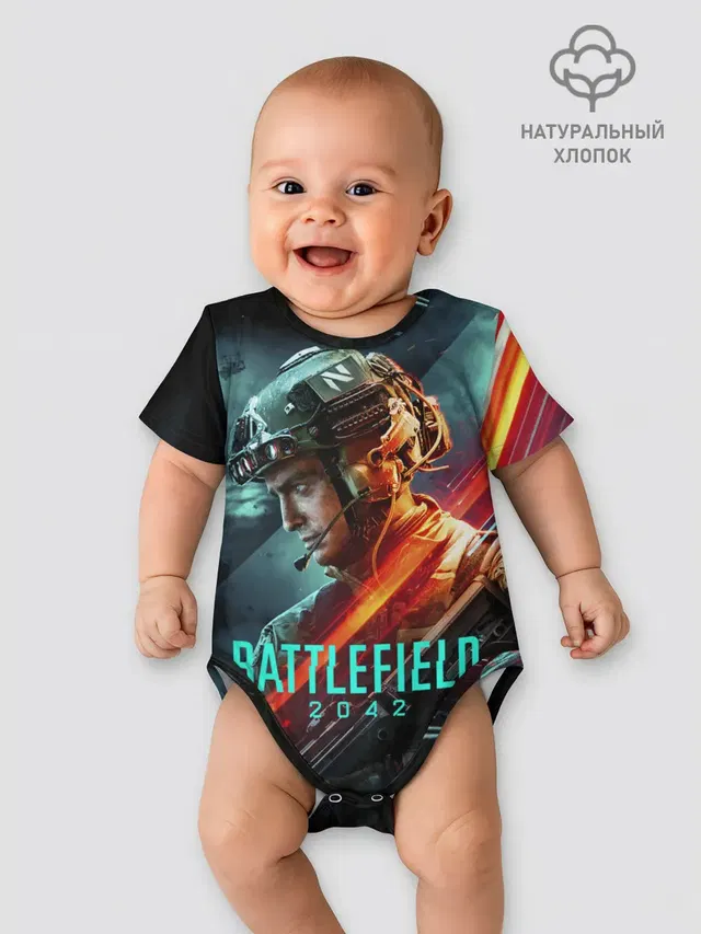Детское боди с принтом «BATTLEFIELD — Battlefield 2042 game art»