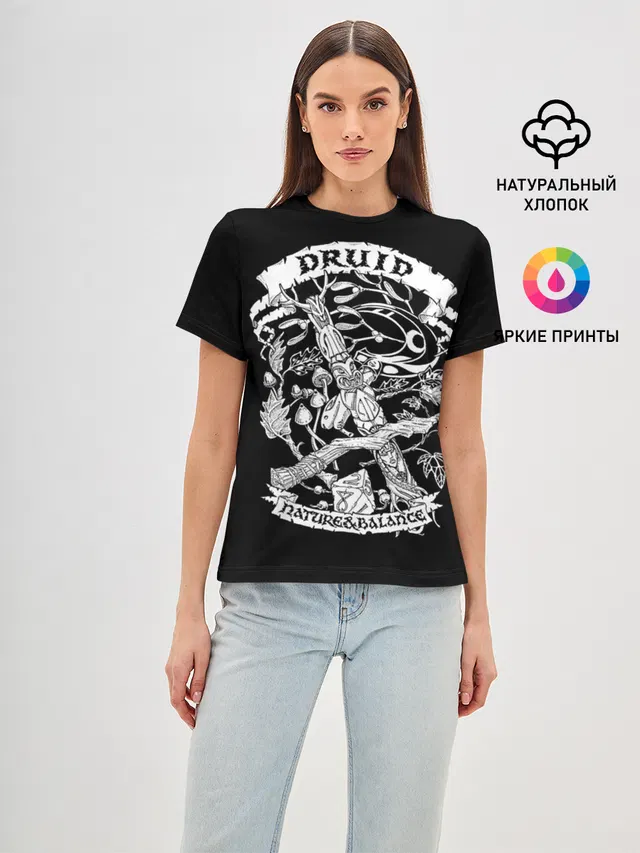Женская базовая футболка с принтом «Druid»