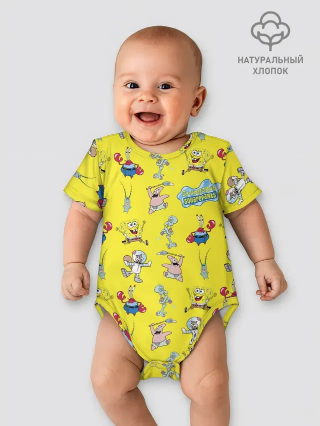 Детское боди с принтом «Губка Боб — SpongeBob pattern»
