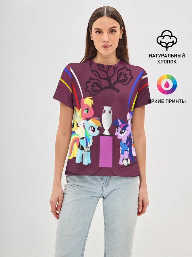 Женская базовая футболка с принтом «Pony»
