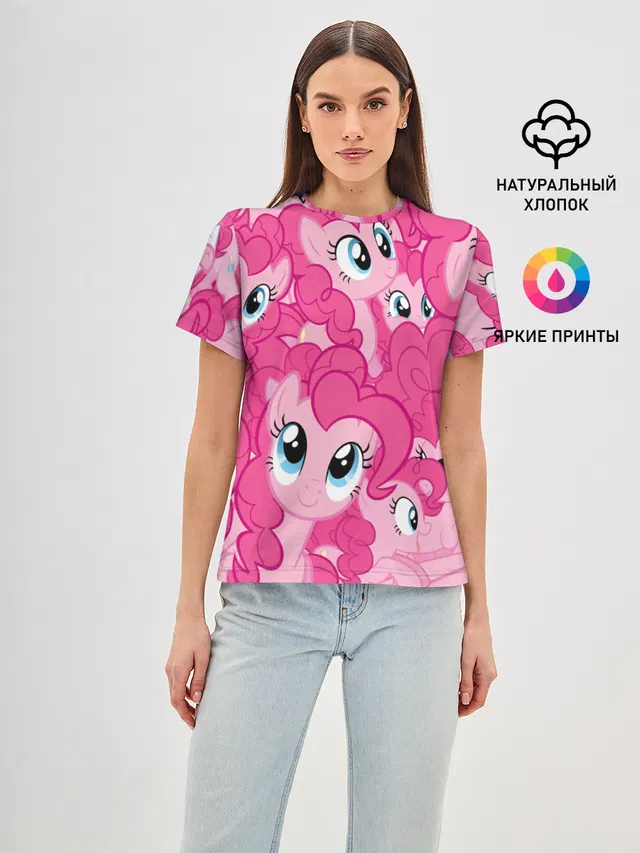 Женская базовая футболка с принтом «PINK PONY»