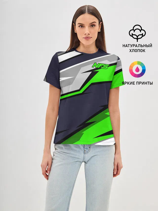 Женская базовая футболка с принтом «Racing livery — Need for Speed»