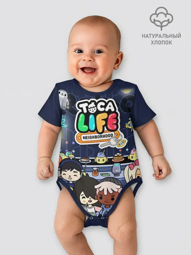 Детское боди с принтом «Toca Boca — TOKA LIFE ПЕРСОНАЖИ»