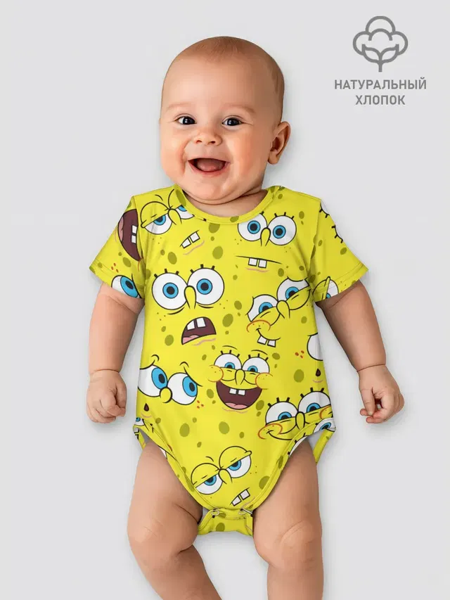 Детское боди с принтом «Губка Боб — SpongeBob pattern»