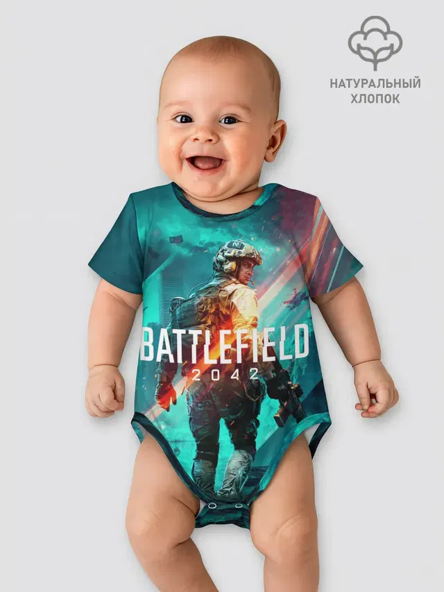 Детское боди с принтом «BATTLEFIELD — Battlefield 2042 игровой арт»