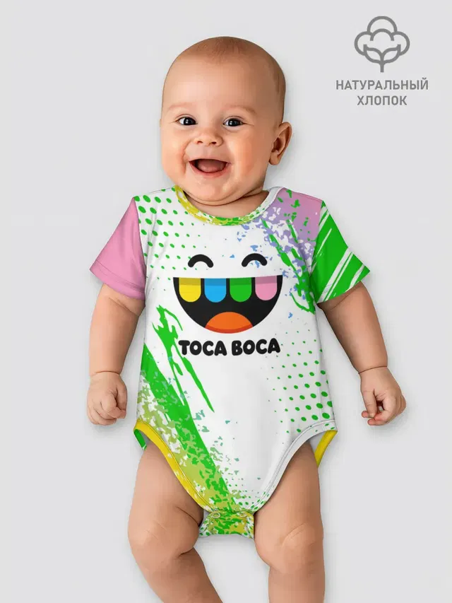 Детское боди с принтом «Toca Boca — Toca Boca: Улыбашка.»