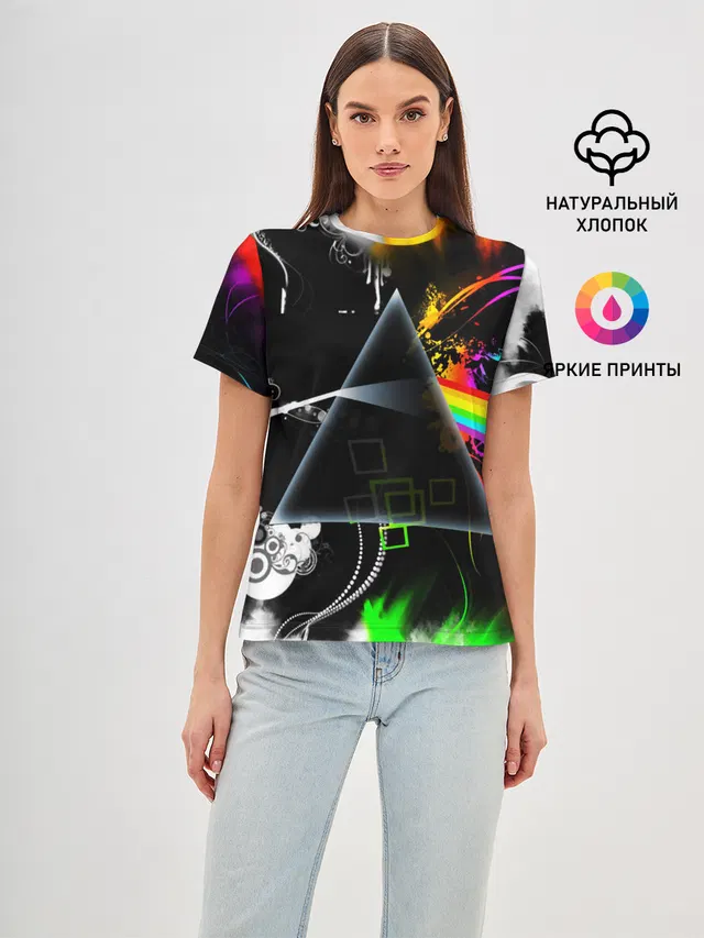 Женская базовая футболка с принтом «Rainbow spectrum»