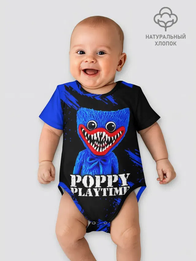 Детское боди с принтом «Poppy Playtime — ХАГГИ ВАГГИ»