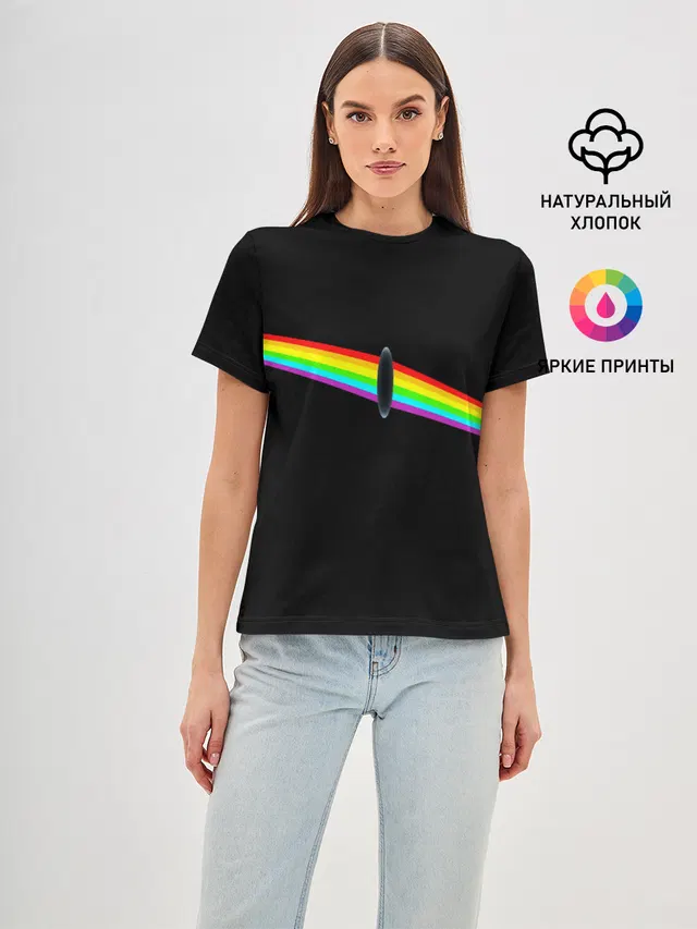 Женская базовая футболка с принтом «Rainbow»