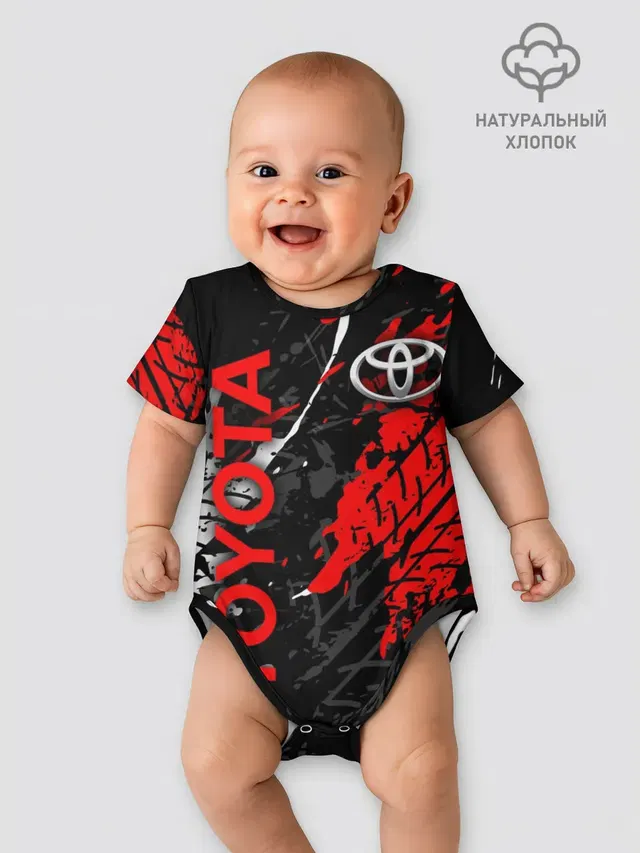 Детское боди с принтом «Тойота — TOYOTA RED — TOYOTA SPORT»