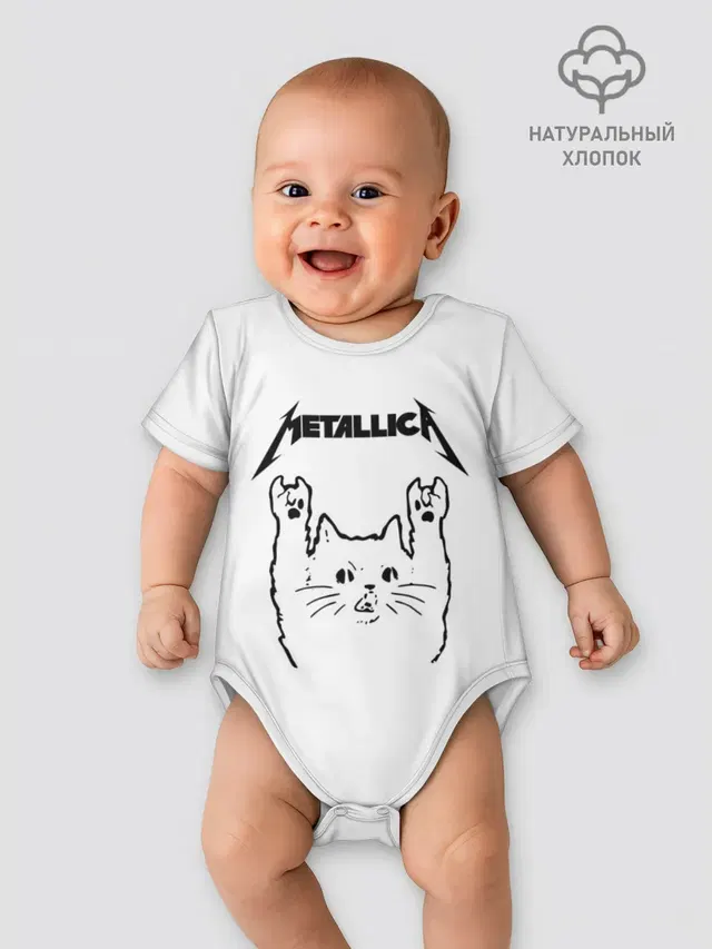Детское боди с принтом «Metallica — Metallica / Meowtallica.»