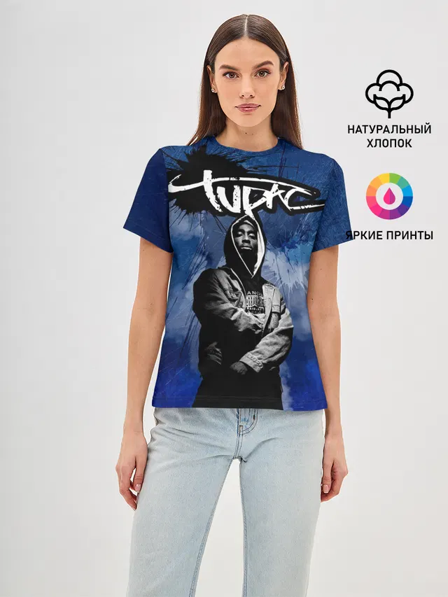 Женская базовая футболка с принтом «2Pac»