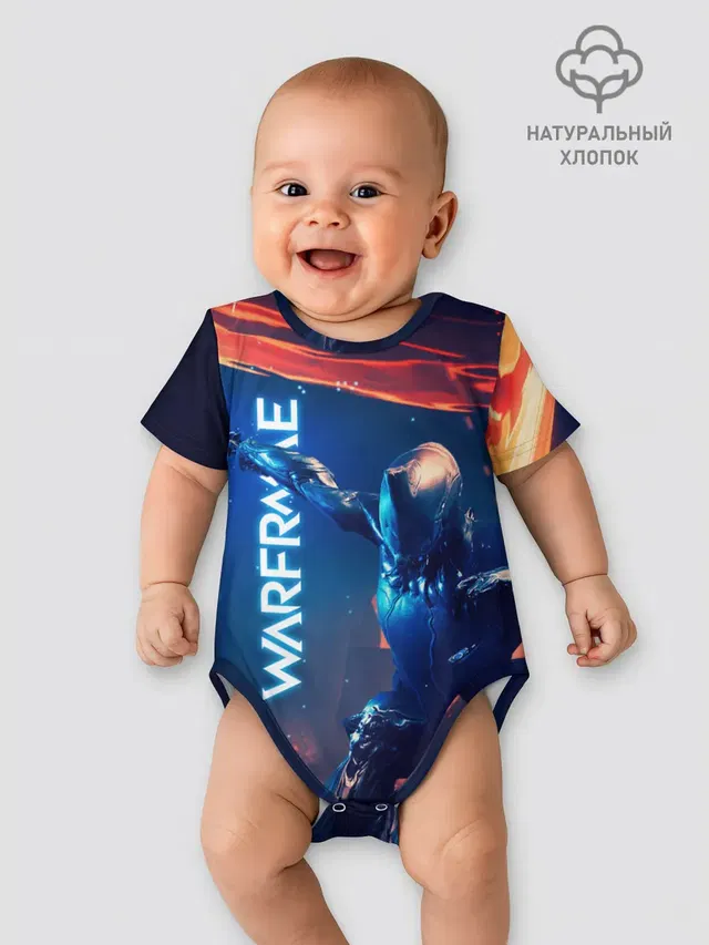 Детское боди с принтом «Warframe — WAFRAME NEON KATANA FIRE»