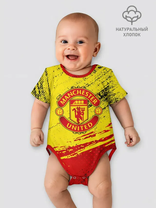 Детское боди с принтом «Манчестер Юнайтед — Manchester United Футбольный клуб.»