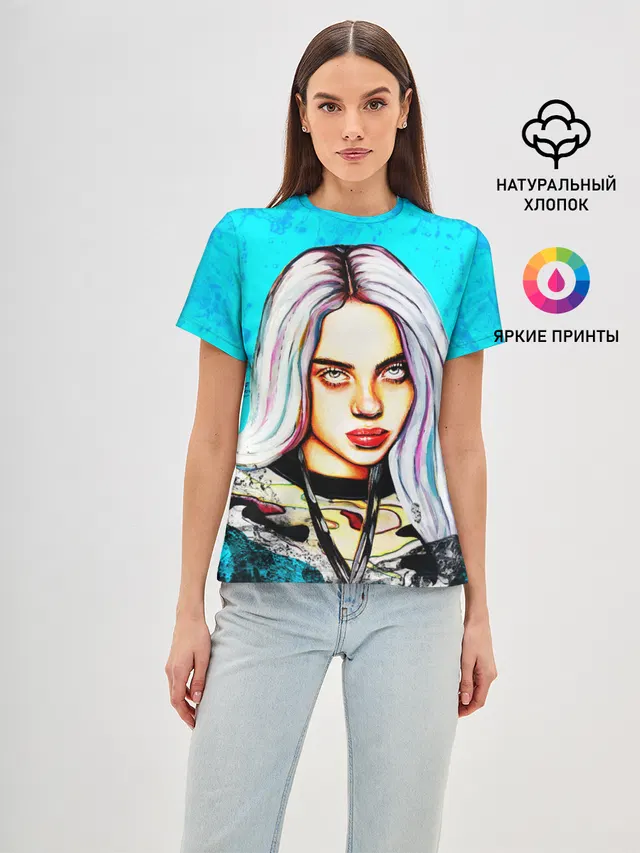 Женская базовая футболка с принтом «Billie Eilish»