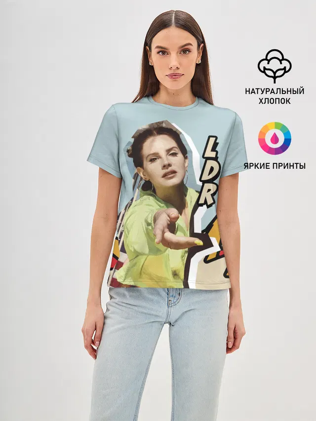 Женская базовая футболка с принтом «Lana Del Rey — LANA DEL RAY - NFR!»