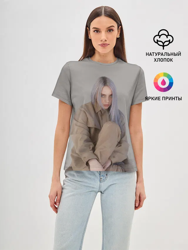 Женская базовая футболка с принтом «Billie Eilish»