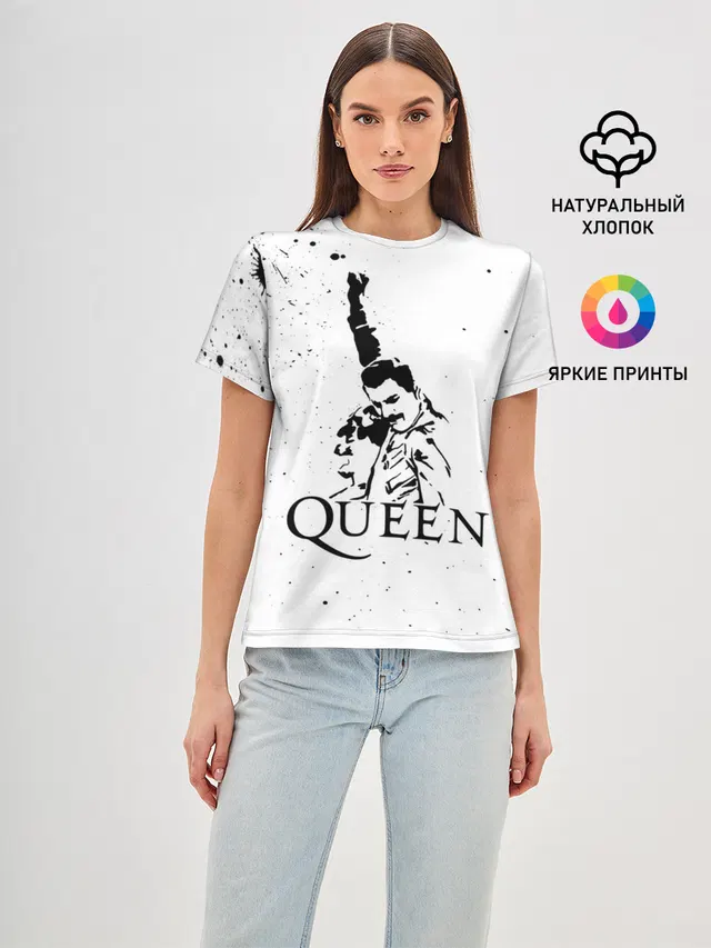 Женская базовая футболка с принтом «Freddie Mercury»