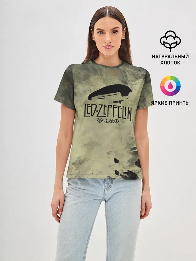 Женская базовая футболка с принтом «Led Zeppelin»
