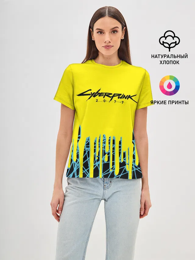 Женская базовая футболка с принтом «Cyberpunk 2077»