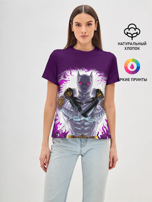 Женская базовая футболка с принтом «ДжоДжо — JJBA Killer Queen»