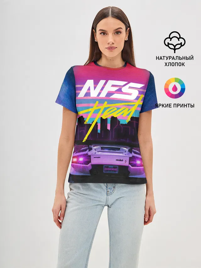 Женская базовая футболка с принтом «Lamborghini Countach — Need For Speed Heat»