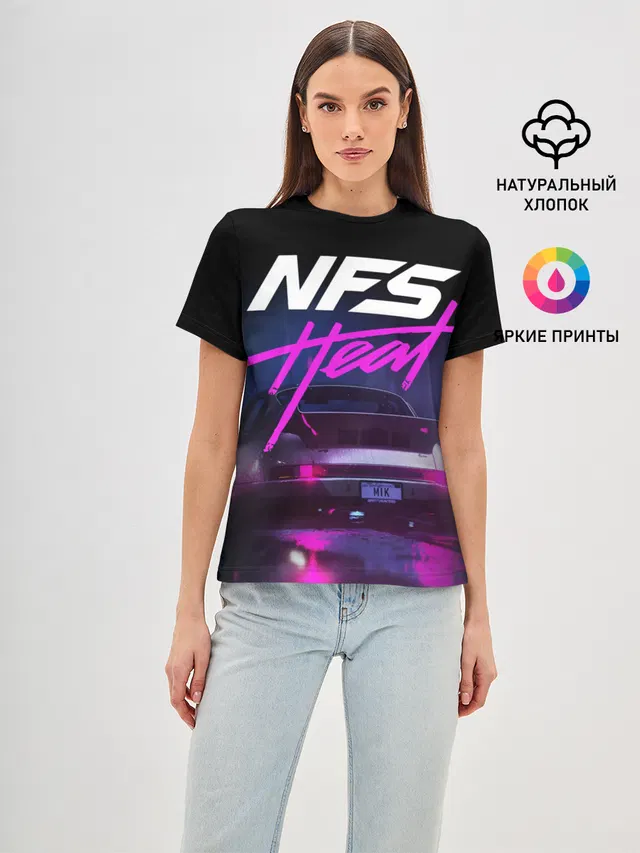 Женская базовая футболка с принтом «NFS — Need For Speed Heat»