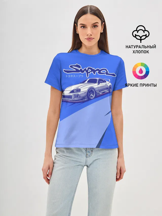 Женская базовая футболка с принтом «JDM Style — Supra»