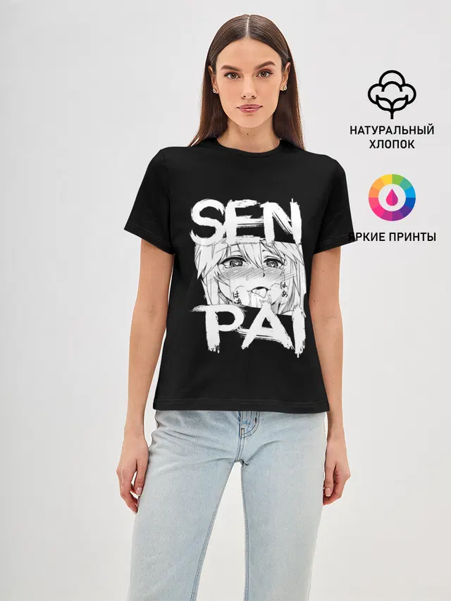Женская базовая футболка с принтом «Senpai»