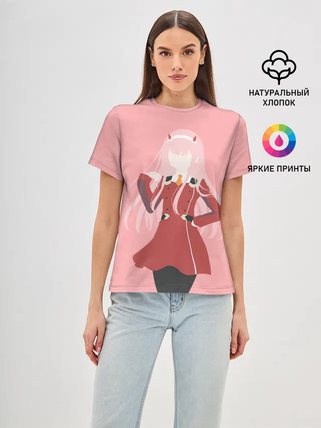 Женская базовая футболка с принтом «ноль два минимал»