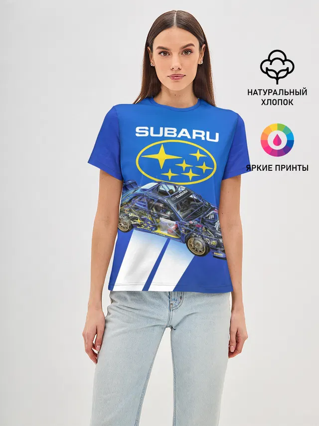 Женская базовая футболка с принтом «Subaru»