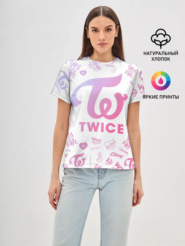 Женская базовая футболка с принтом «Twice»