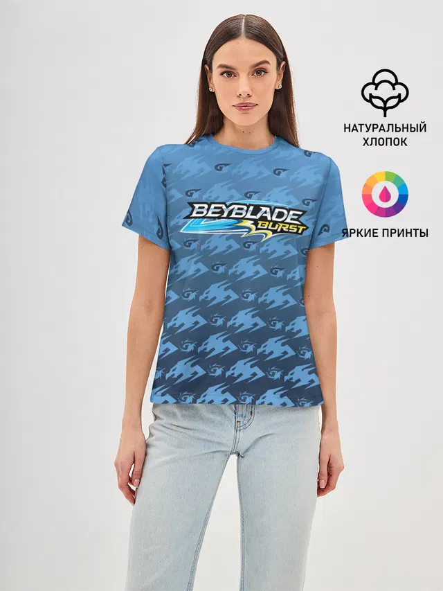 Женская базовая футболка с принтом «Beyblade Burst»