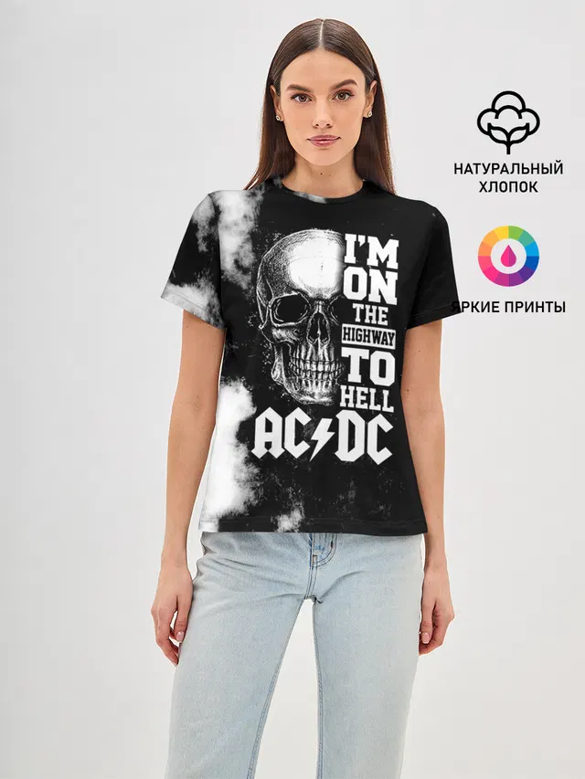 Женская базовая футболка с принтом «Skull»