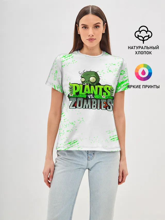 Женская базовая футболка с принтом «PvZ»