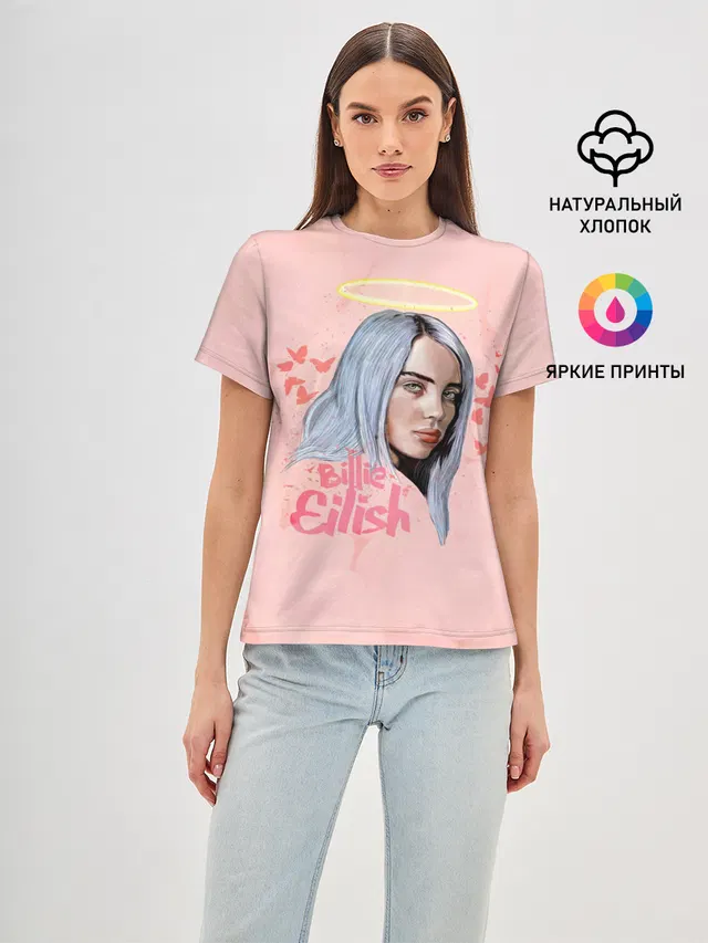 Женская базовая футболка с принтом «Billie Eilish»