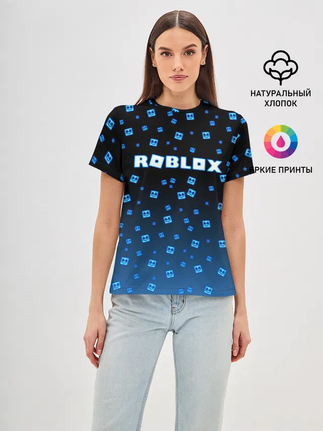 Женская базовая футболка с принтом «Роблокс — Roblox X Marshmello»