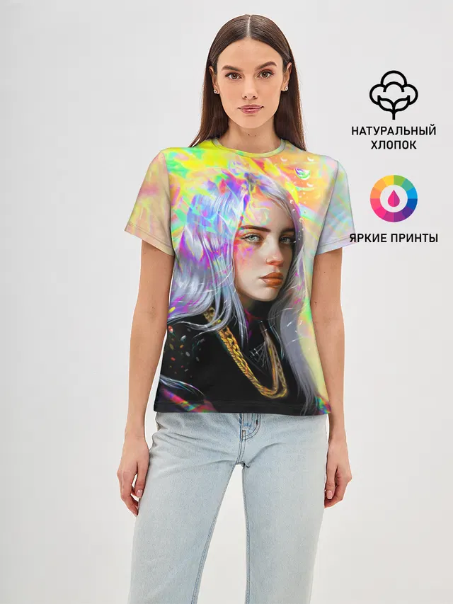 Женская базовая футболка с принтом «Billie Eilish»