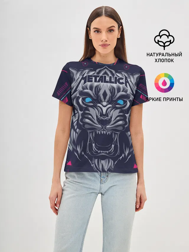 Женская базовая футболка с принтом «Metallica»