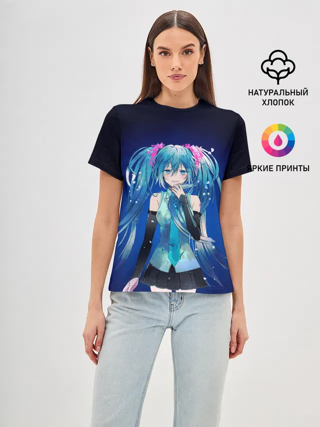 Hatsune Miku на черном фоне