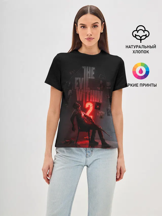 Женская базовая футболка с принтом «Игры — The Evil Within 2»