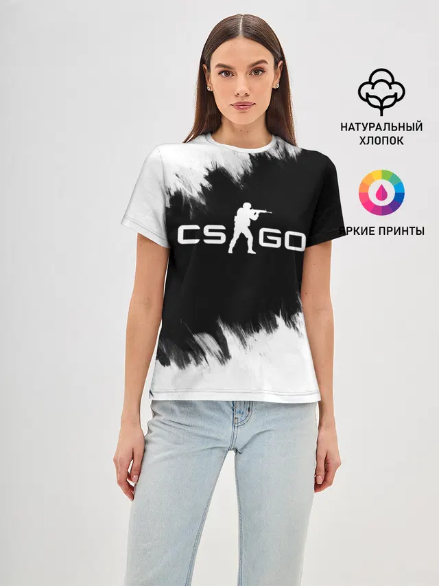 Женская базовая футболка с принтом «Counter-Strike — CS:GO BW»