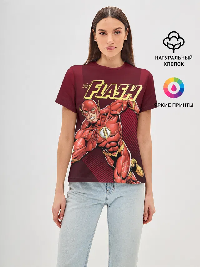 Женская базовая футболка с принтом «Флэш — The Flash»