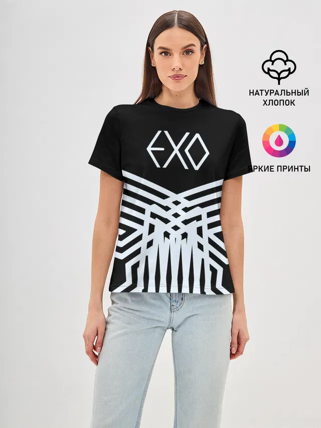 Женская базовая футболка с принтом «Exo»